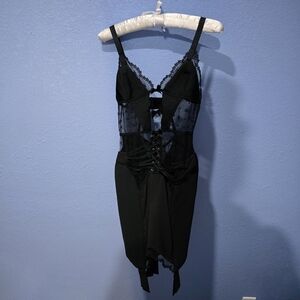 Black Lace & Mesh Lingerie Dress